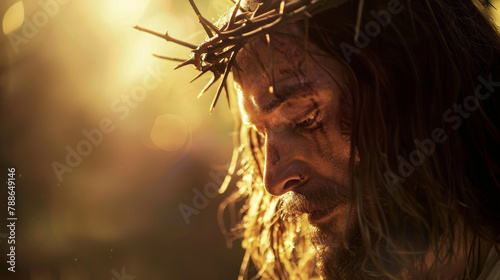 A man with a crown on his head and a beard photo