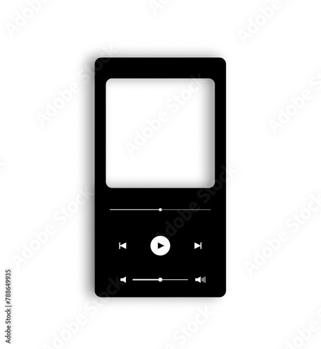 Music player interface with buttoms, loading bar, sound wave sign and frame for album photo. Trendy song plaque, template for romantic gift.