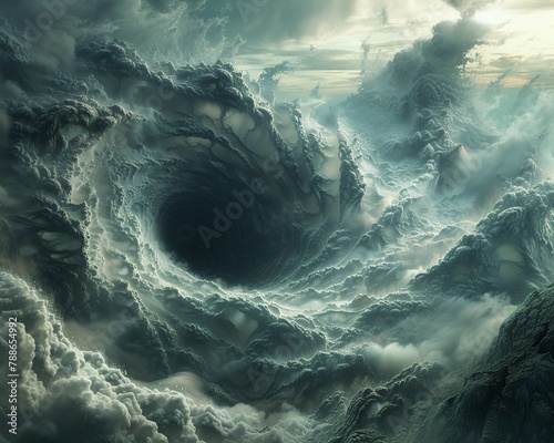 A swirling cloudscape opening a vortex for an abyssal demons ascent photo