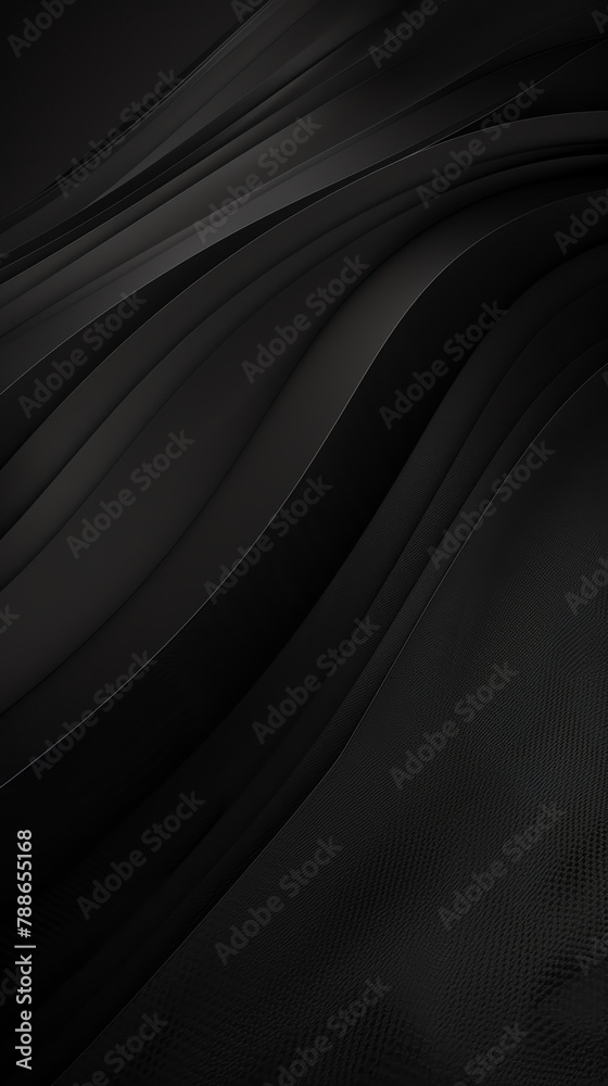 Obraz premium Black background, smooth and delicate texture, dark tones, high contrast, wideangle lens, soft light illumination, static composition, minimalist style, mysterious atmosphere Black solid color mobile