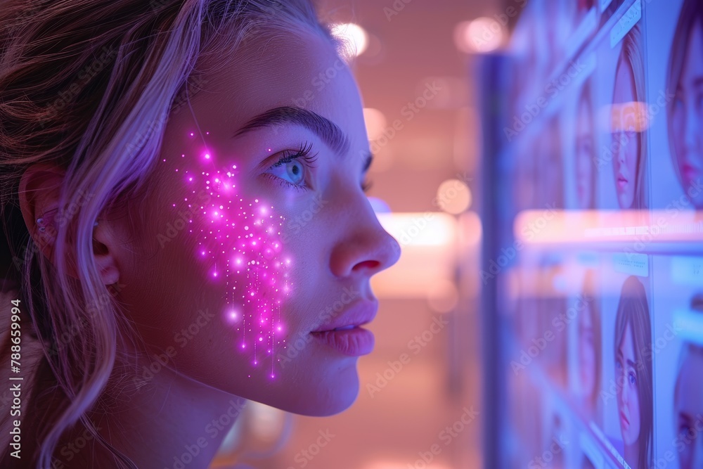 Woman featuring pink stars face paint Woman featuring pink stars face paint