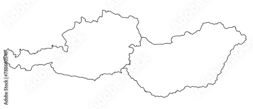 Contours of the map of Hungary  Austria