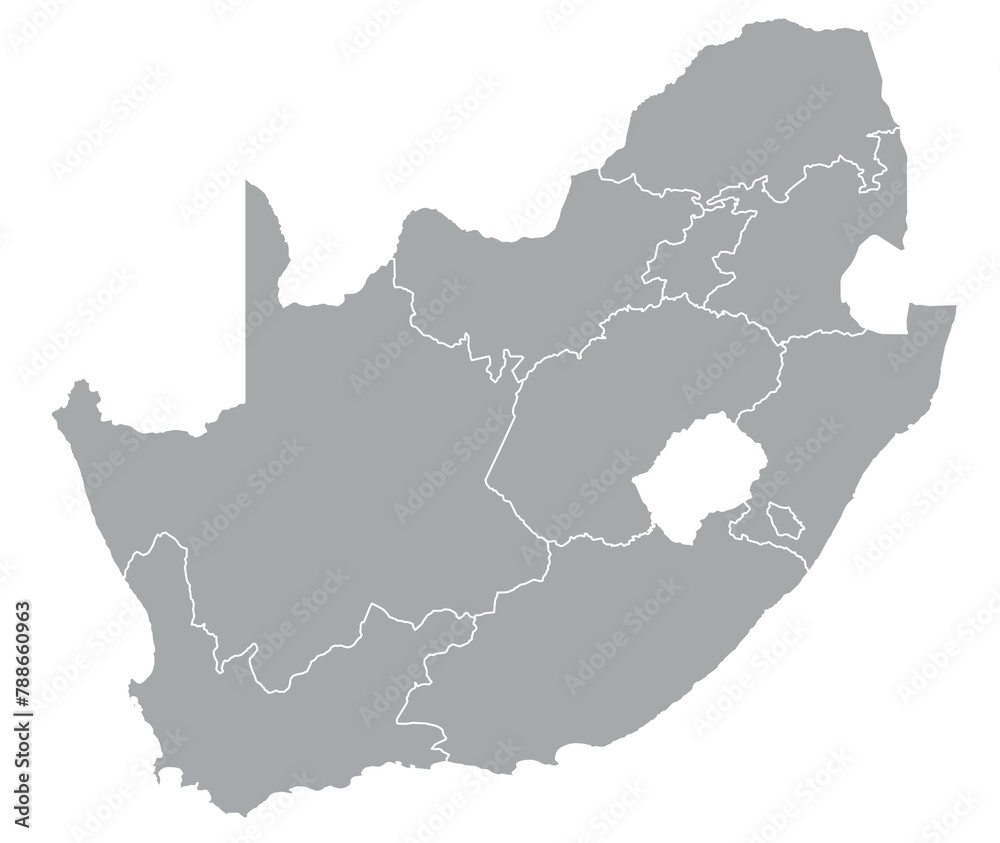 Outline of the map of South Africa with regions