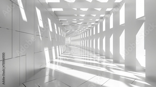 Futuristic Architecture Design White cubic walls with Dynamic Lighting