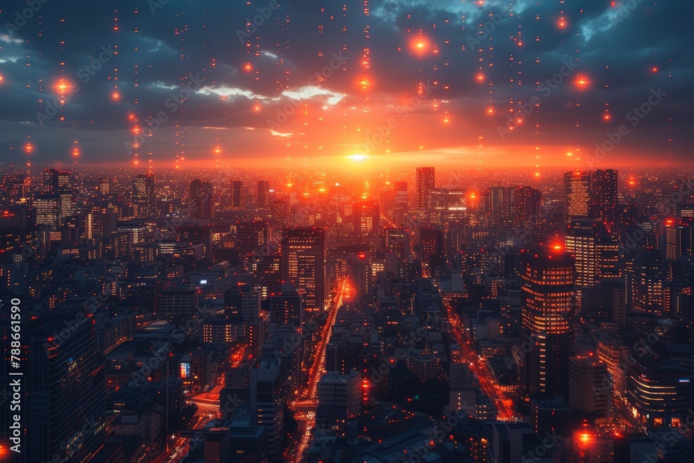 Fototapeta premium Aerial night view of city