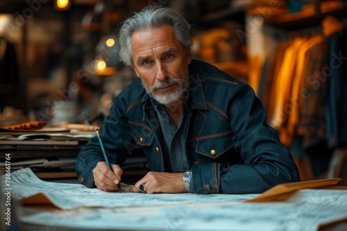 Man writing on paper at table