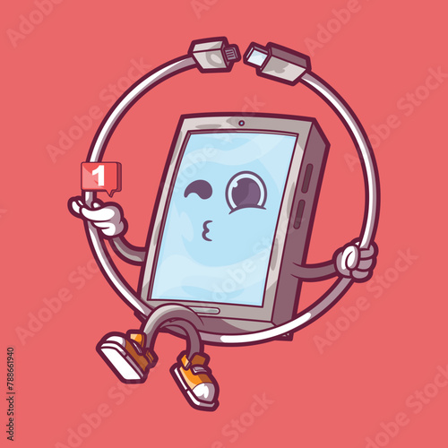 Smartphone Blowing a message vector illustration. Tech, mascot, brand design concept (ID: 788661940)