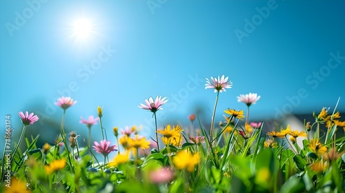 Harmony in Bloom: Solar Brilliance and Floral Elegance. Concept Nature Photography, Solar Flares, Floral Arrangements, Harmony in Nature, Beautiful Sunlight
