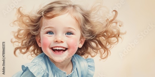 Portrait of happy kid child girl photo