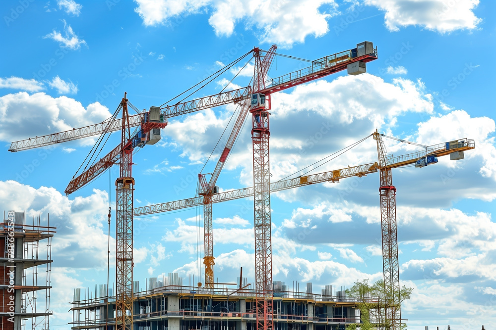 Large construction site with cranes