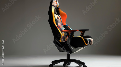 A gaming chair designed with colorful covers for chair designed photo