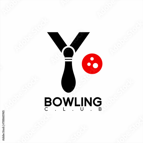 Bowling club logo design with letter Y concept.