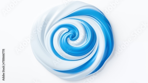blue and white mix color cream swirl on white background