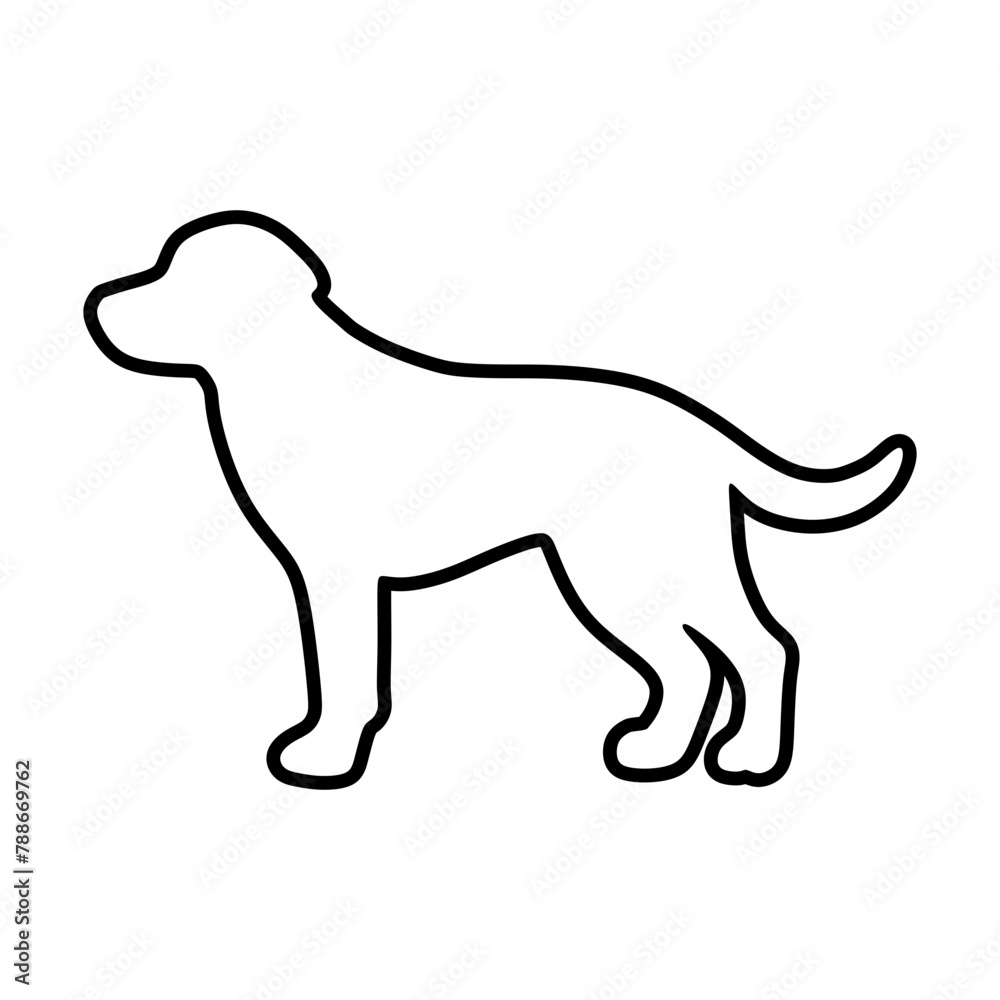 Dog icon, pet face profile vector silhouette glyph pictogram illustration