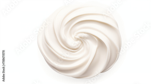 White cream swirl isolated on white background