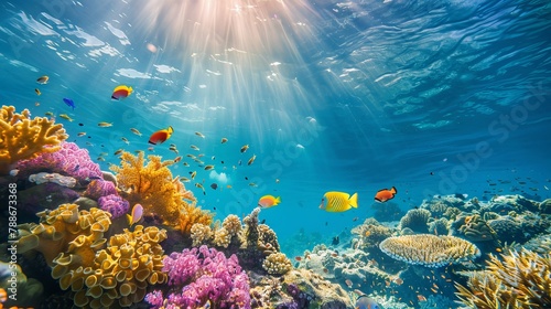 Underwater Diving  - Tropical Scene With Sea Life In The Reef
