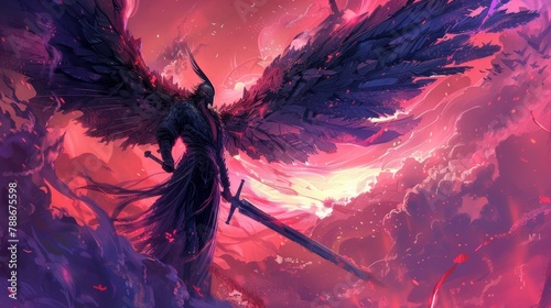 a person with wings and a sword