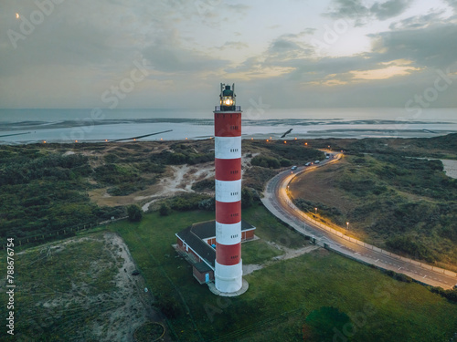 Aerial view of Berck Sur Mer Lighthouse, France.