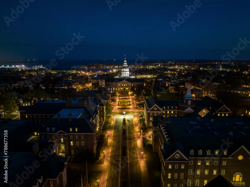 Aerial view of St. John's College and Maryland State House, Annapolis, Maryland, United States. photo