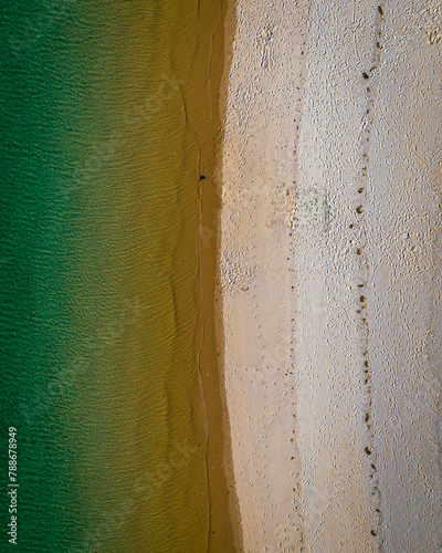 Aerial drone view of a beach in Wellfleet, Cape Cod, Massachusetts, United States.