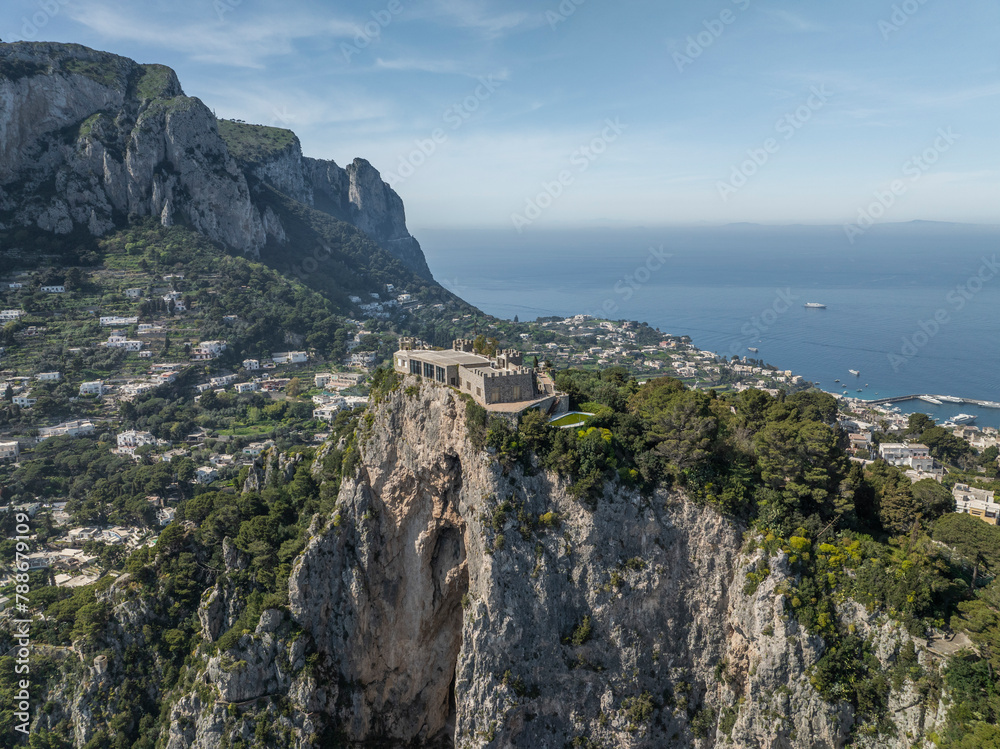 Aerial view of coastline and sea forms, Capri Island, Naples, Italy. Aerial view of coastline and sea forms, Capri Island, Naples, Italy.