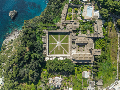 Aerial view of Capri Island with Augusto gardens, Campania Region, Italy. photo