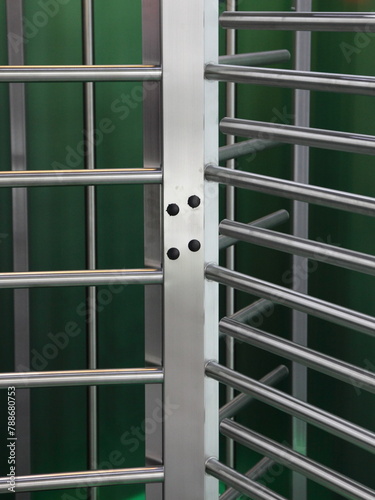 Obraz na płótnie Doorway turnstile barrier - modern entrance metal tourniquet w salonie