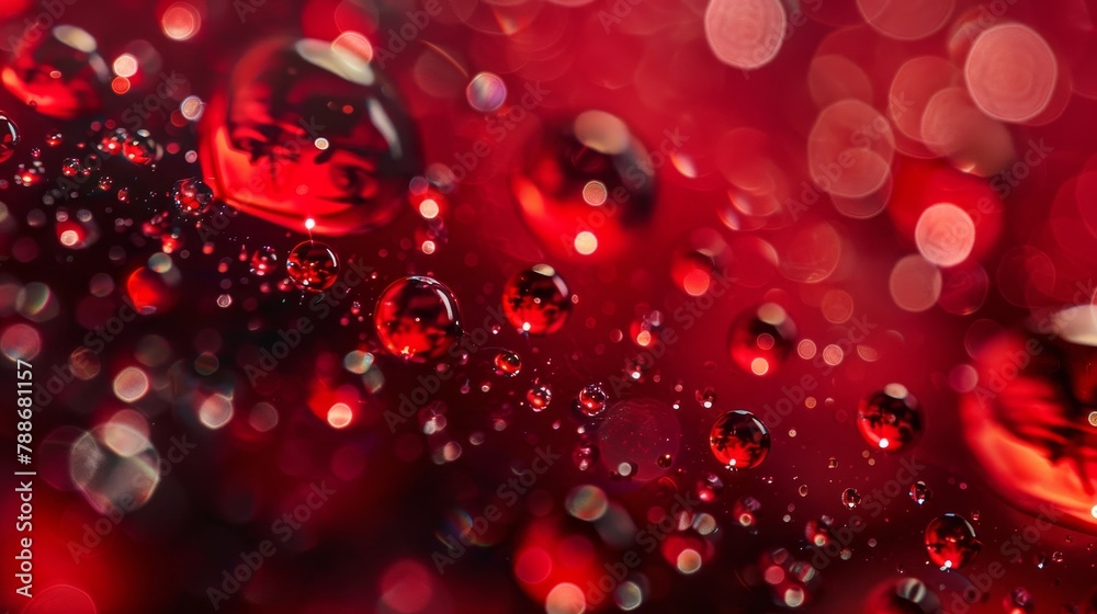 water drops on a red surface