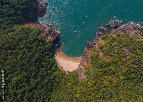 Aerial view of Butterfly beach, Canacona, Goa, India. photo