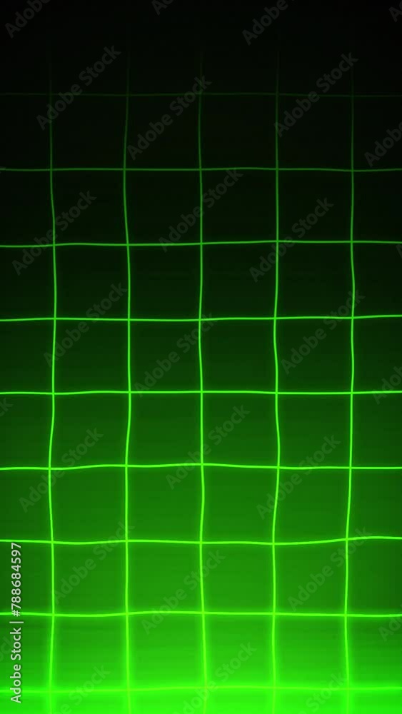 Green background motion grid animation with grainy glowing. 