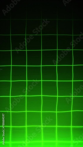 Green background motion grid animation with grainy glowing. 