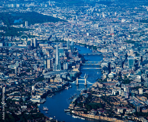 An aerial view of the London England skyline.