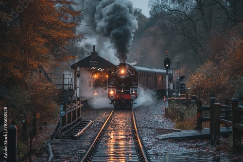A steam locomotive's bell ringing loudly as it approaches a level crossing photo