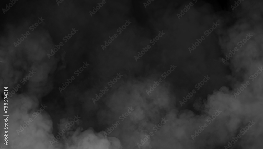 Fototapeta premium Abstract smoke misty fog on isolated black background. Texture overlays. Design element.