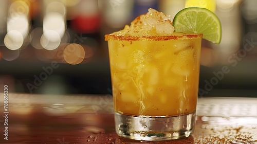 Indulge in the zesty delight of a Mexican chelada cocktail crafted with refreshing light beer and a splash of tangy lime juice