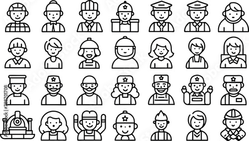 set of people of different occupation Icons, flat