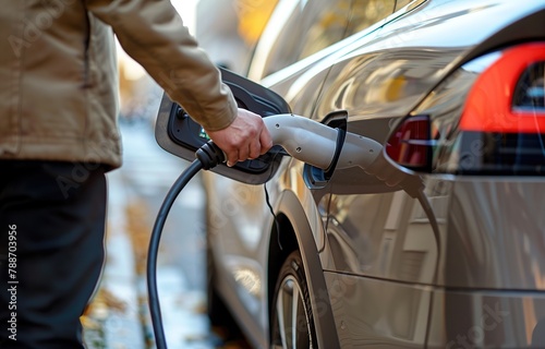 Man Pumping Gas Into Car at Gas Station