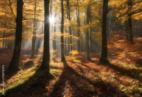 sun rays in the forest