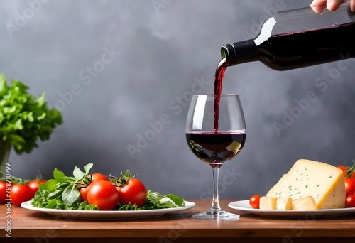 a bottle of wine is pouring into a glass of wine.