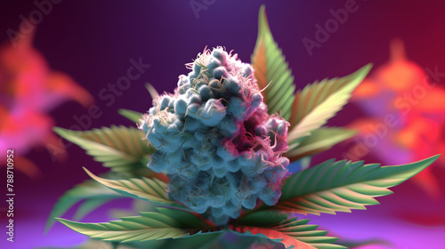 Recreative marijuana bud - Culture indoor of cannabis - CBD - Close up bud - Trichomes - Generative AI photo