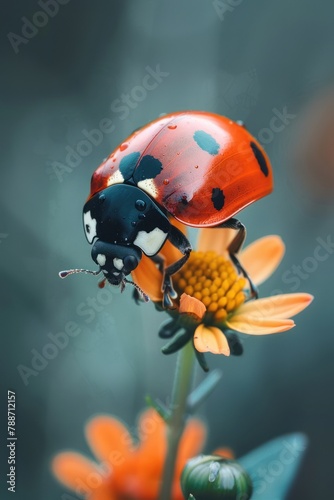 Enchanting Ladybug Perched on Daisy Petal