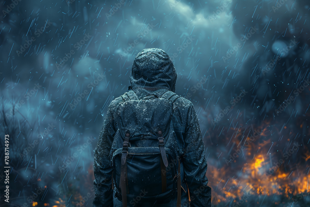 Fototapeta premium A meteorologist studying weather patterns and atmospheric phenomena, unraveling the mysteries of the natural world. Concept of weather science and meteorological research. Generative Ai.