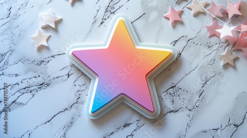 Boho Chic Minimal Pastel Rainbow Star Sticker Generative AI photo