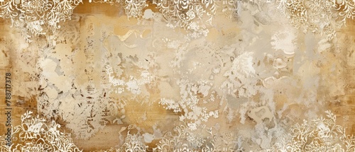 vintage shabby chic pattern lace wallpaper with coffee stains