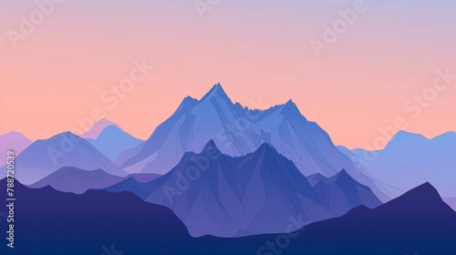 Silhouetted Mountains Against Sunset Sky
