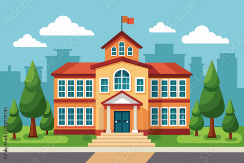 A school building of  vector illustration