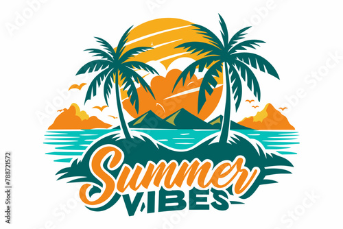 Text  Summer Vibes  Hawaii Beach  T Shirt Design white background