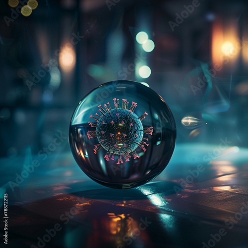 Special crystal ball emitting a protective aura against viruses