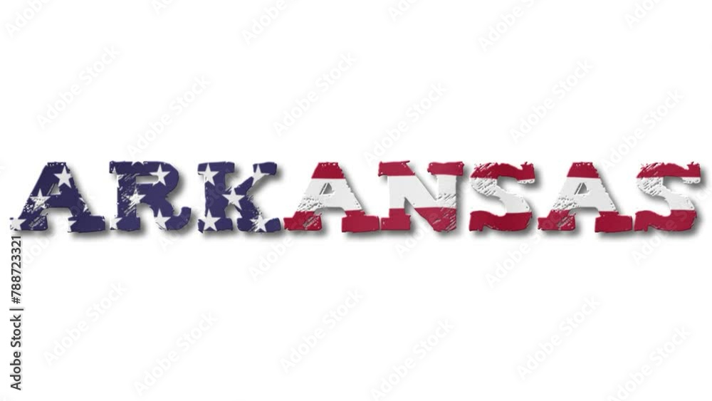 Arkansas Text with USA Flag Waving Inside. Seamless Loop Animation on ...