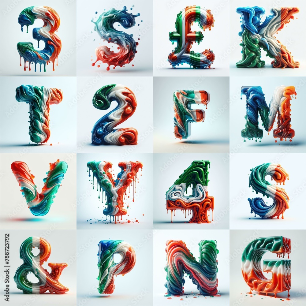 Italy flag glass lettering. AI generated illustration